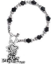 Firefighter, I Love My Firefighter, Genuine Crystal, Bracelet, Hypoallergenic, Safe-Nickel, Lead, Free