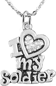 Army, I Love My Soldier, Adjustable Necklace Hypoallergenic, Safe-Nickel, Lead, Cadmium Free