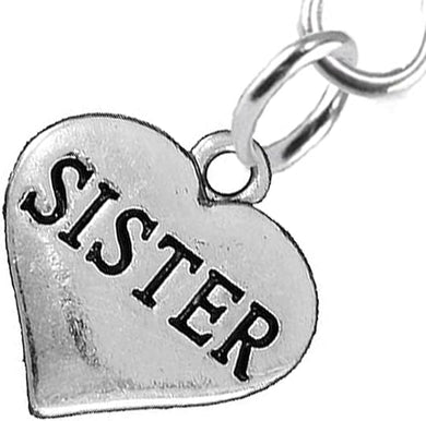 Sister Heart Charm Fishhook Earring Hypoallergenic, Safe-Nickel, Lead & Cadmium Free!