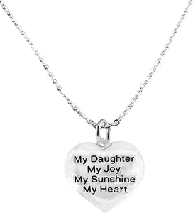 Message Jewelry, My Daughter, My Joy, My Sunshine, My Heart, Adjustable Cable Chain Necklace, Hypoallergenic, Safe-Nickel, Lead, Free