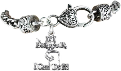 Gymnast If I Believe It, I Can Do It Charm Bracelet Hypoallergenic, Safe-Nickel, Lead & Cadmium Free!