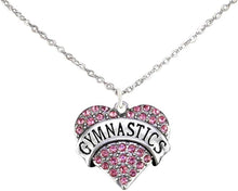 Gymnastics Crystal Pink Heart Necklace, Adjustable, Hypoallergenic, Nickel, Lead & Cadmium Free