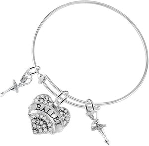 Ballet 3 Charm Adjustable Bracelet Hypoallergenic. Safe-Nickle, Lead and Cadmium Free!