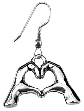 Birthday Gift, I Love You, Your Fingers And Hands Make A Heart And Say It All, I Love You, Earrings, A Wonderful Gift For Yourself, Or Someone Special. Gift Ready Comes In A Black Velvet Bag
