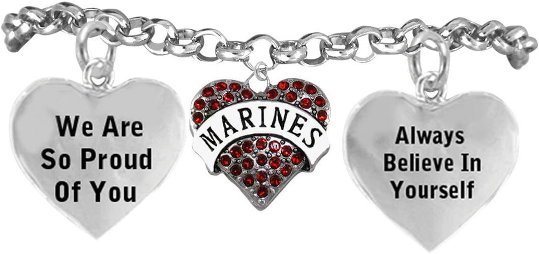 The Marine Crystal Heart Hypoallergenic Adjustable Bracelet, Nickel, Lead Free!