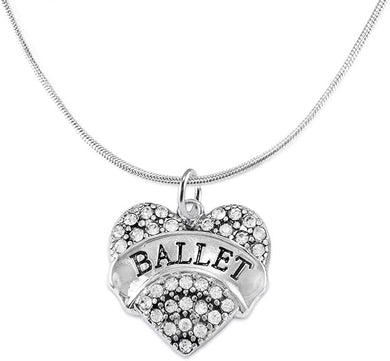 Ballet Crystal Heart Hypoallergenic Necklace. Nickle and Lead Free!