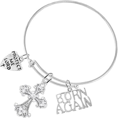 Christian 3 Charm Adjustable Bracelet Hypoallergenic, Safe-Nickel, Lead, Free