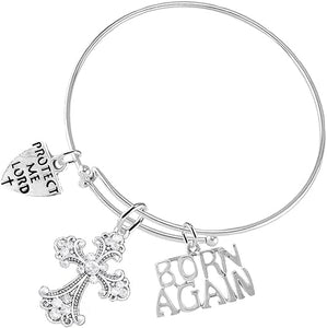 Christian 3 Charm Adjustable Bracelet Hypoallergenic, Safe-Nickel, Lead, Free