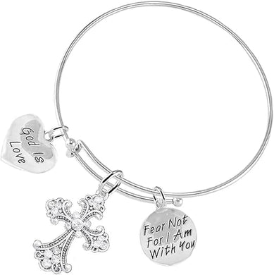 Christian 3 Charm Adjustable Bracelet Hypoallergenic, Safe-Nickel, Lead, Free