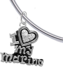 Marine I Love My Marine, Crystal Heart, Bracelet, Hypoallergenic, Safe-Nickel, Lead, Free