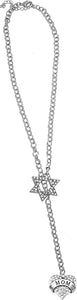 Jewish Mom, Your Mom, I Love You Mom, Through A Crystal Star Of David, Rolo Chain Necklace Hypoallergenic, Safe-Nickel, Lead, Cadmium Free