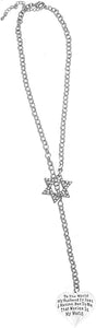 Jewish Marine, To The World My Husband Is Just A Marine, But To Me That Marine Is My World, Heart, Through A Crystal Star Of David, Chain Necklace Hypoallergenic, Safe-Nickel, Lead, And Cadmium Free
