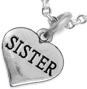 Sister Heart Charm Necklace Hypoallergenic, Adjustable, Safe, Nickel, Lead & Cadmium Free!