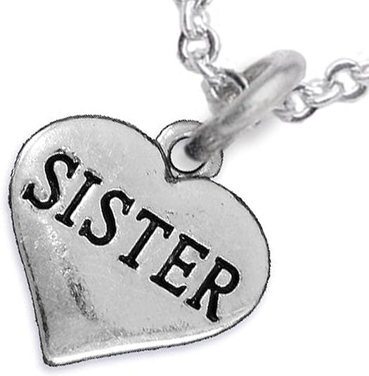 Sister Heart Charm Necklace Hypoallergenic, Adjustable, Safe, Nickel, Lead & Cadmium Free!