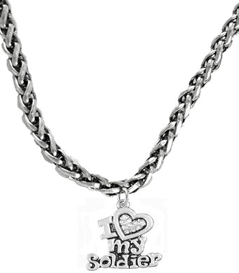 Army, I Love My Soldier Adjustable Necklace, Hypoallergenic, Safe-Nickel, Lead, Free