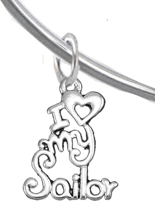 Navy, I Love My Sailor, Adjustable Bracelet Hypoallergenic, Safe-Nickel, Lead, Cadmium Free