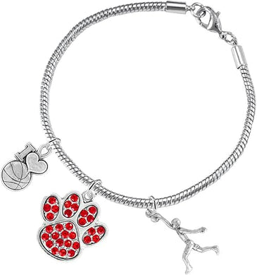Red Paw Crystal Basketball Jewelry, Adjustable, Safe-Hypoallergenic, Nickel, Lead Free