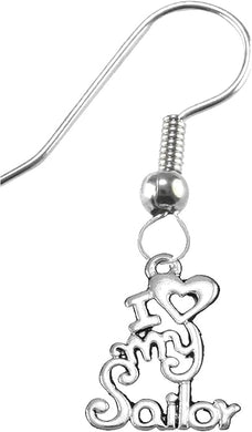 Navy, I Love My Sailor Earring, Hypoallergenic, Safe-Nickel, Lead, Free