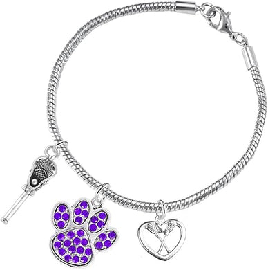 Lacrosse Jewelry, Purple Crystal Paw Jewelry, Hypoallergenic Safe-Nickel, Lead and Cadmium Free!
