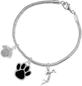 Black Paw Volleyball, Adjustable, Safe-Hypoallergenic, Nickel, Lead and Cadmium Free