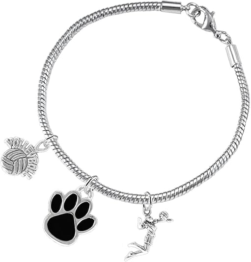 Black Paw Volleyball, Adjustable, Safe-Hypoallergenic, Nickel, Lead and Cadmium Free