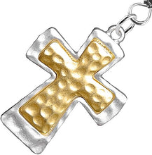 Two Tone Matt Gold and Silver Christian Cross Fishhook Earrings Hypoallergenic, Safe-Nickel, Lead, And Cadmium Free