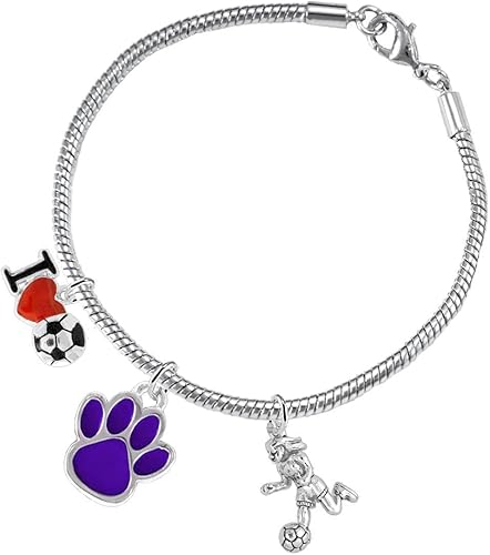 The, Soccer Jewelry Purple Paw Hypoallergenic Adjustable, Safe-Nickel, Lead Free