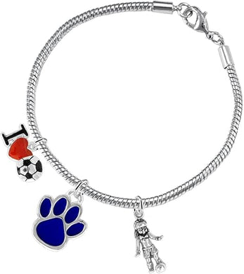 The, Soccer Jewelry Blue Paw Hypoallergenic Adjustable, Safe-Nickel, Lead Free