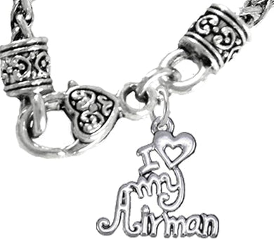 Air Force, I Love My Airman, Necklace Hypoallergenic, Safe-Nickel, Lead, Cadmium Free
