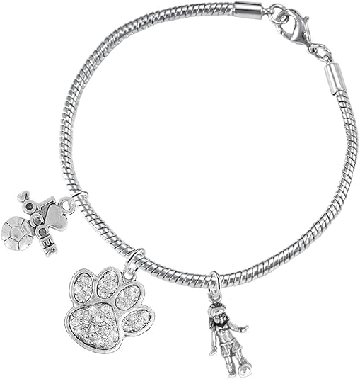 The, Soccer Jewelry Crystal Paw Hypoallergenic Adjustable, Safe-Nickel, Lead Free