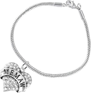 Memaw Charm Bracelet Hypoallergenic, Safe-Nickel, Lead & Cadmium Free!