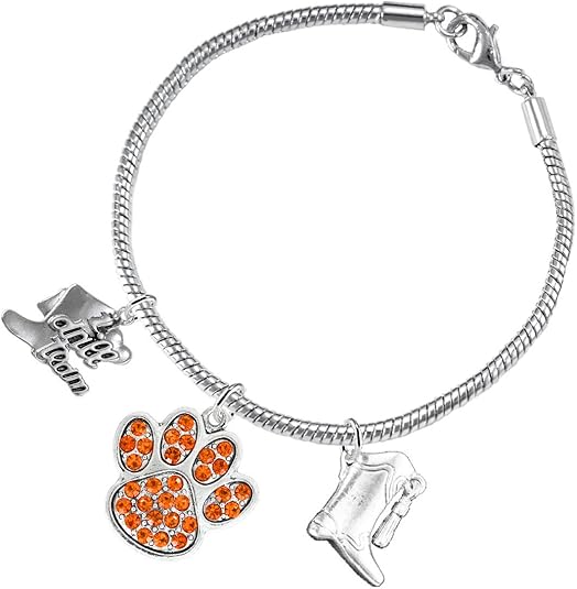 The, Drill Team Jewelry Orange Crystal Paw Hypoallergenic Adjustable, Safe-Nickel, Lead Free
