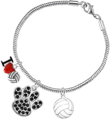 Black Crystal Paw Volleyball, Adjustable, Safe-Hypoallergenic, Nickel, Lead Free