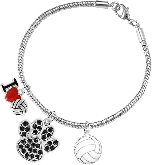 Black Crystal Paw Volleyball, Adjustable, Safe-Hypoallergenic, Nickel, Lead Free