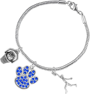 Blue Paw Crystal Basketball Jewelry, Adjustable, Safe-Hypoallergenic, Nickel, Lead Free