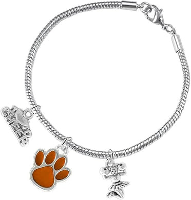 Orange Paw Cheer 3 Charm Bracelet Safe-Hypoallergenic, Nickel, Lead and Cadmium Free