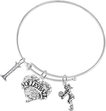 I Love(Heart) Volleyball Adjustable Bracelet, Safe-Hypoallergenic, Nickel, Lead & Cadmium Free