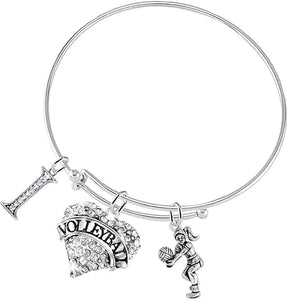 I Love(Heart) Volleyball Adjustable Bracelet, Safe-Hypoallergenic, Nickel, Lead & Cadmium Free