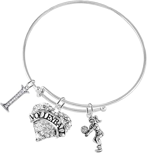 I Love(Heart) Volleyball Adjustable Bracelet, Safe-Hypoallergenic, Nickel, Lead & Cadmium Free
