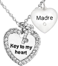 Madre, Madre Collar, Mom Jewelry, Key to My Heart and I Love You Forever, Mother's Jewelry, Mom, Wife, Jewelry, Grandma Jewelry Adjustable Neck, Hypoallergenic, Safe-Nickel, Lead, Free