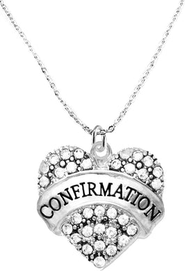 Creative Charm Factory™ Confirmation Sculptured Crystal Heart, Just Beautiful, STERLING SILVER Solid .925 Sterling, Not Plated Or Coated.18 Inch Necklace Chain, Nickel, Lead, Cadmium Free