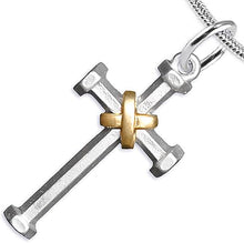 Two Tone Matt Gold and Silver Christian Cross Necklace, Adjustable, Hypoallergenic, Safe-Nickel, Lead, and Cadmium Free