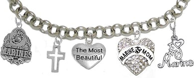 Most Beautiful Marine Mom Bracelet, Hypoallergenic, Will NOT Irritate Anyone with Sensitive Skin. Safe- Nickel, Lead and Cadmium Free