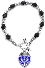 Policeman Badge Black Crystal Bracelet Hypoallergenic Nickle, Lead, and Cadmium Free,