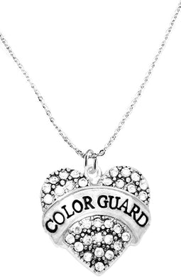 Color Guard, Colorguard, Color Guard Jewelry, Color Guard Crystal Heart Necklace, Safe-Hypoallergenic, Nickel, Lead & Cadmium Free!