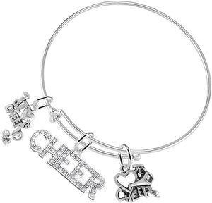 Cheer 3 Charm Bracelet, Safe-Hypoallergenic, Nickel, Lead and Cadmium Free