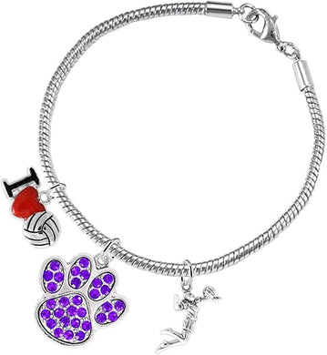 Purple Crystal Paw Volleyball, Adjustable, Safe-Hypoallergenic, Nickel, Lead Free