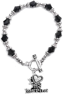 Marine I Love My Marine, Crystal Heart, Bracelet, Hypoallergenic, Safe-Nickel, Lead, Free