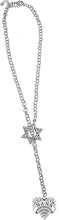 Jewish Nana Rolo Chain Necklace Hypoallergenic, Crystal Heart And Star Of David, Safe-Nickel, Lead, And Cadmium Free