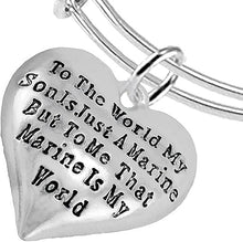 Marine Mom, My Son, is My World Bracelet, Hypoallergenic, Safe- Nickel, Lead and Cadmium Free